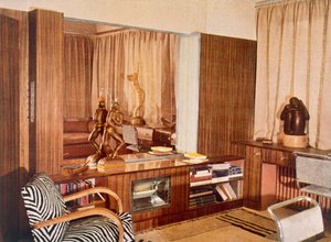 Living Room designet af Serge Chermayeff til billedhuggeren A.G. Grinling, fra Color Schemes for the Modern Home af Derek Patmore, 1933 (fotografi) af English Photographer
